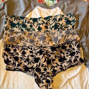 Victoria's Secret Floral Lace Panties Set - Black, Gray, Tan